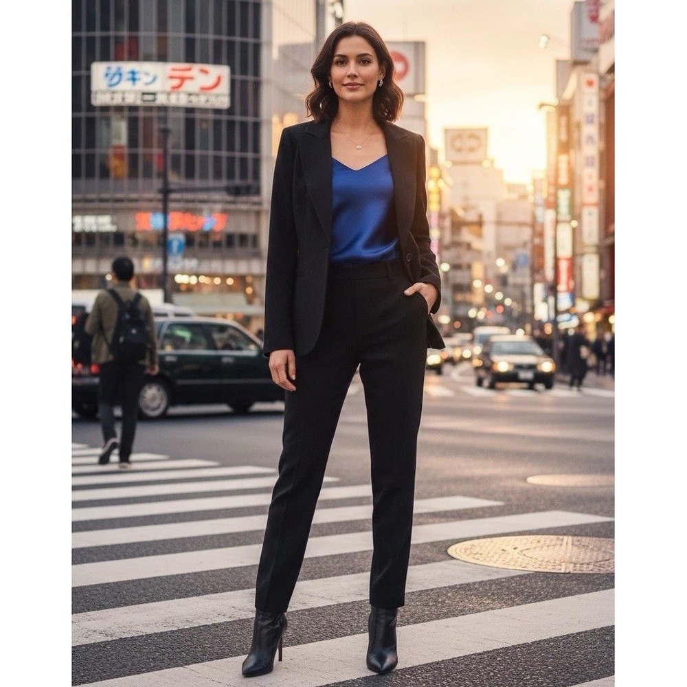 White House Black Market Womens Single-Button Long Sleeve Black Blazer Jacket 4